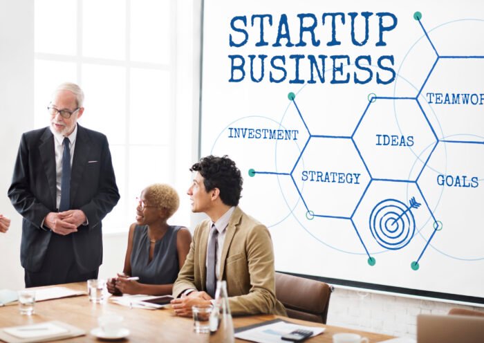 Startup strategy team meeting