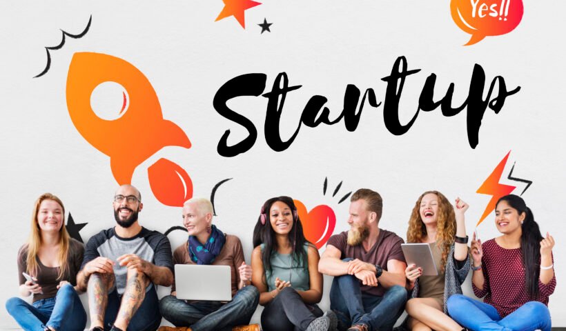 Startup team brainstorming ideas